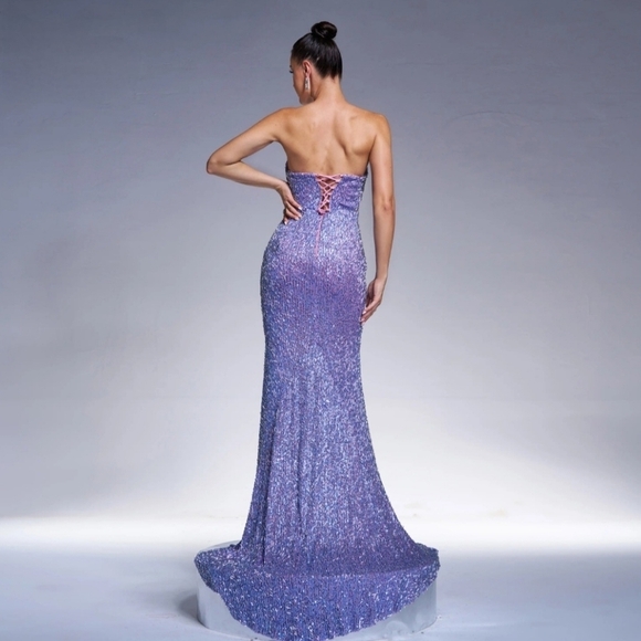 Purple Prom Dress with Elegant Design In Sequins - Picture 14 of 15